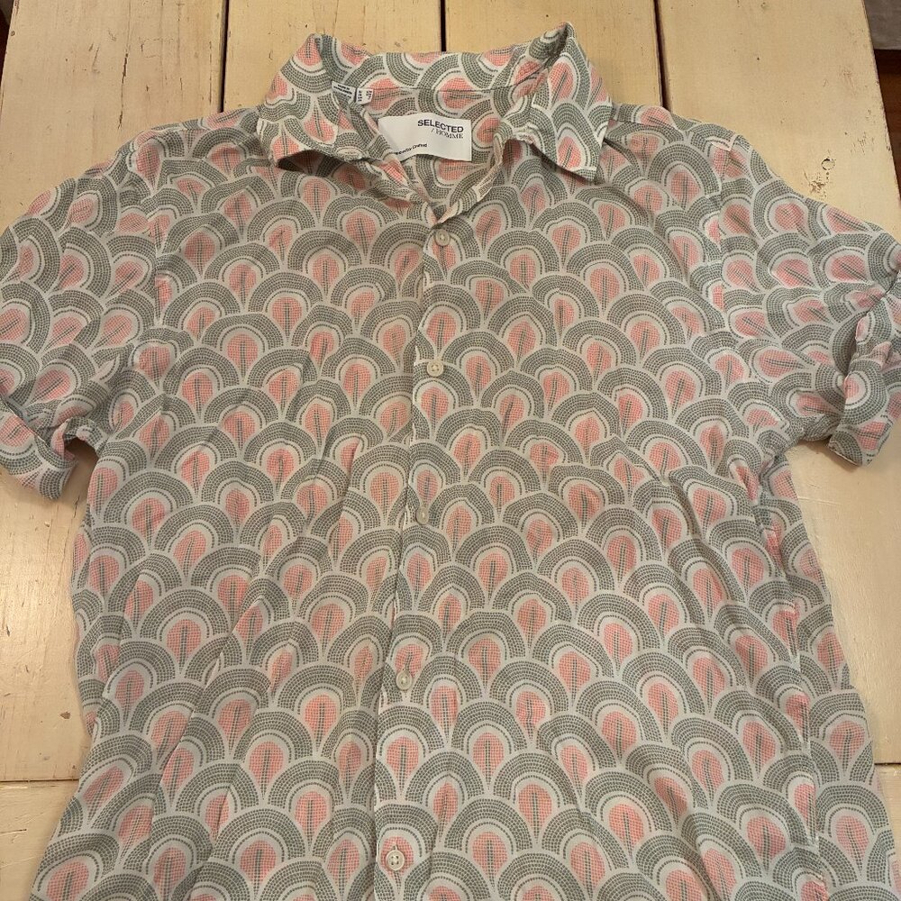 Selected Homme Geometric Print Short Sleeve Shirt